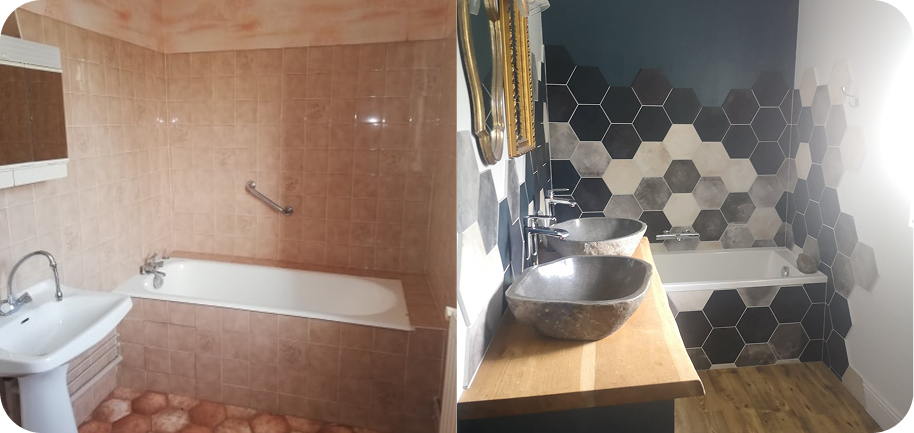avant après renovation de salle de bain