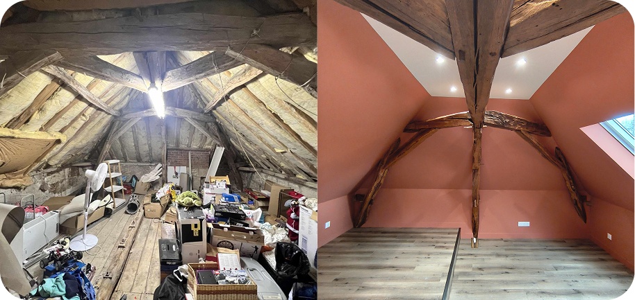 avant après rénovation complete de comble 